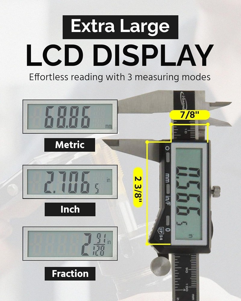 Electronic Digital Caliper 6" Range Stainless Steel