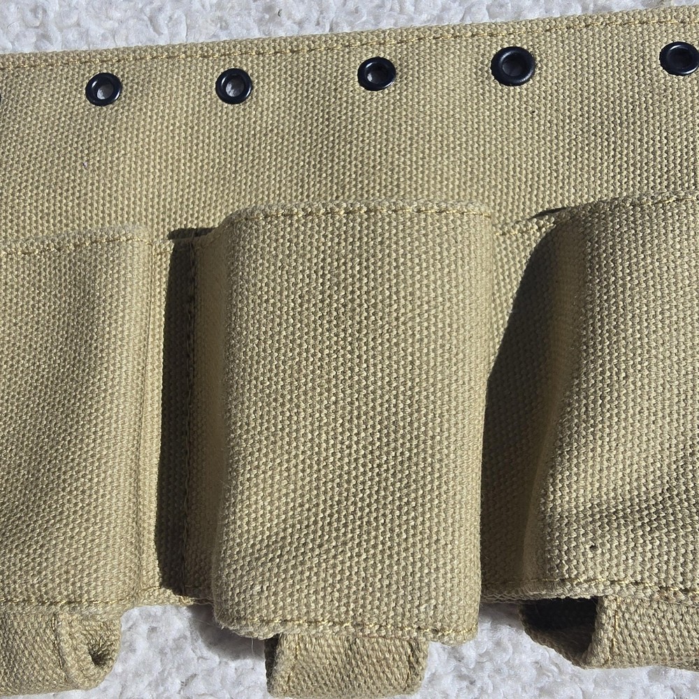 Canvas 3 Pocket Tool Pouch Organizer Wall-Mount Grommets Tan Heavy Duty Chisel