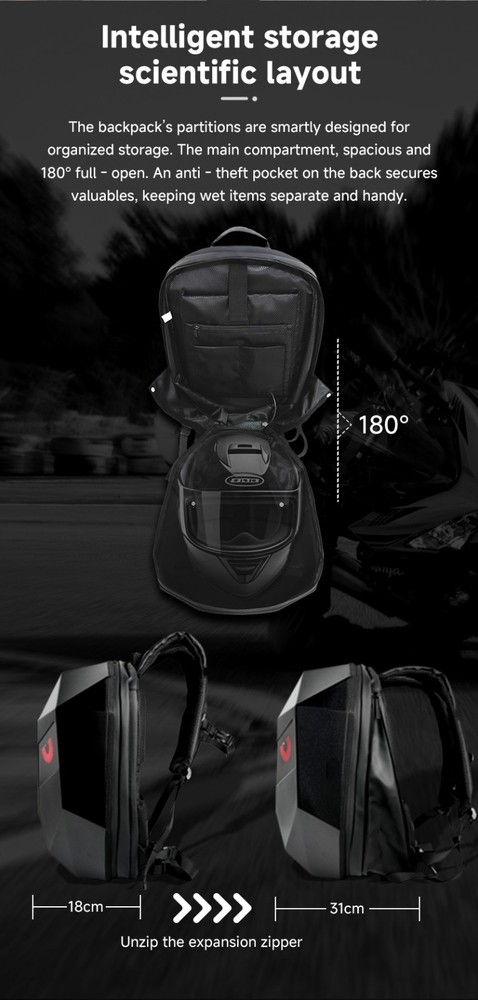 New Cool Tech LED Motorcycle Backpack with Illuminated Eye Display in Black
