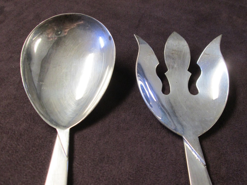 Monumental Salad Servers THREE CROWNS Silverplate Gorgeous No Monograms