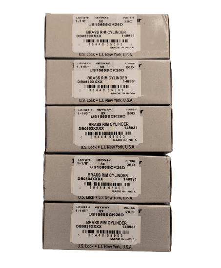 5-PACK US Lock Rim Cylinder Solid Brass SX Keyway Chrome KA2