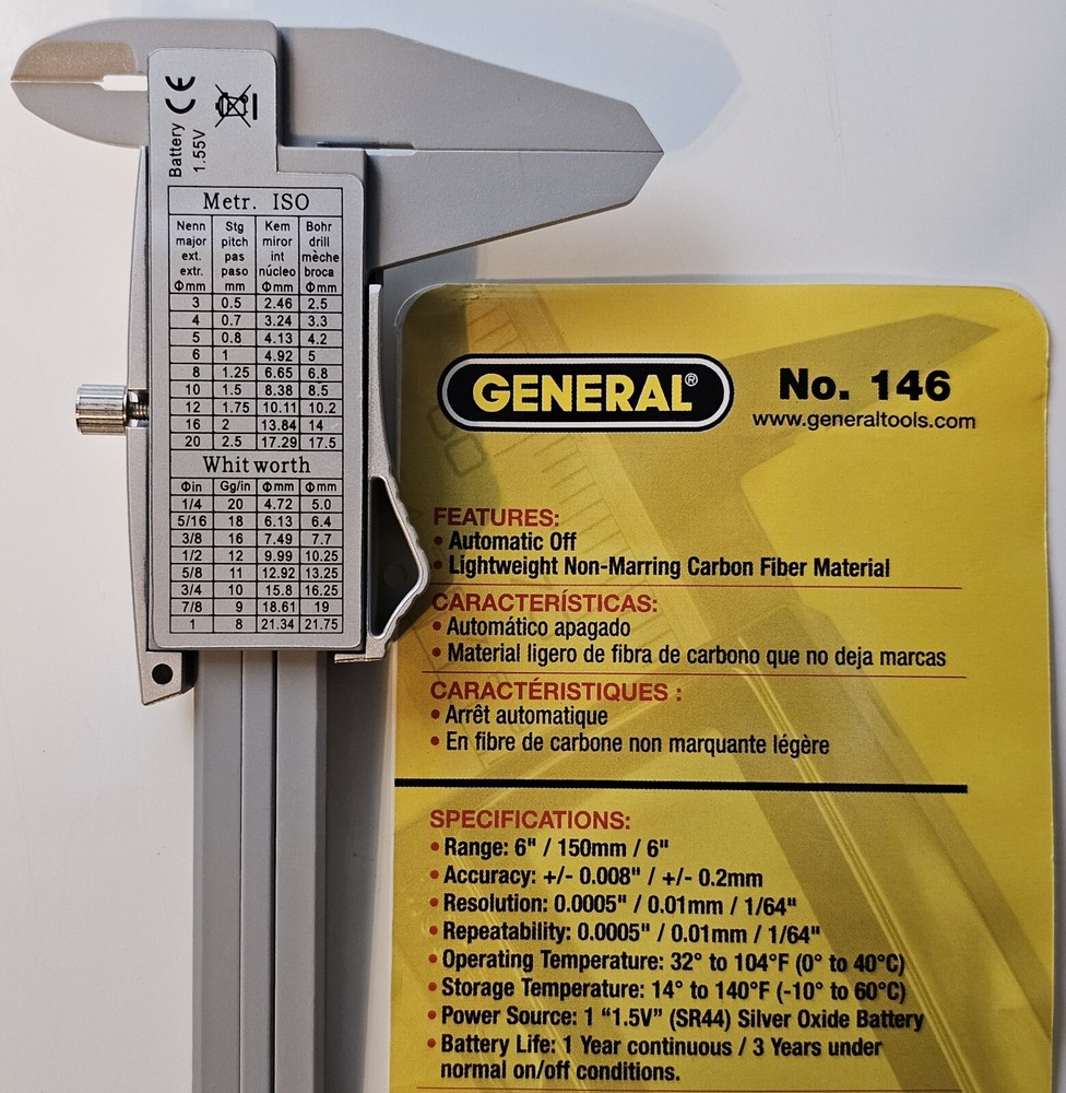 General Tools Instruments # 146 Digital Caliper Range 150mm Parts only Utested