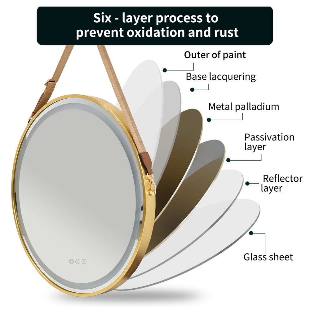 24" / 32" Large Round Bathroom Mirror w light Wall Vanity Makeup Mirror Dimmable