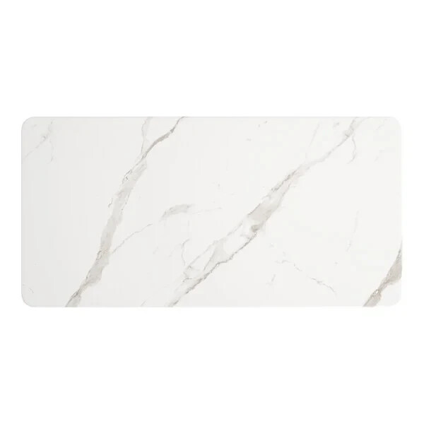 30" x 60" Rectangular Restaurant Table Top with White Marble Laminate Top Finish