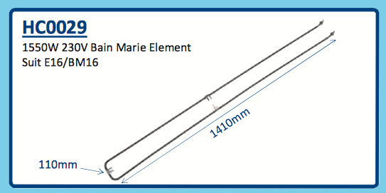 1550W 230V BAIN MARIE ELEMENT HC0029 E16 BM16