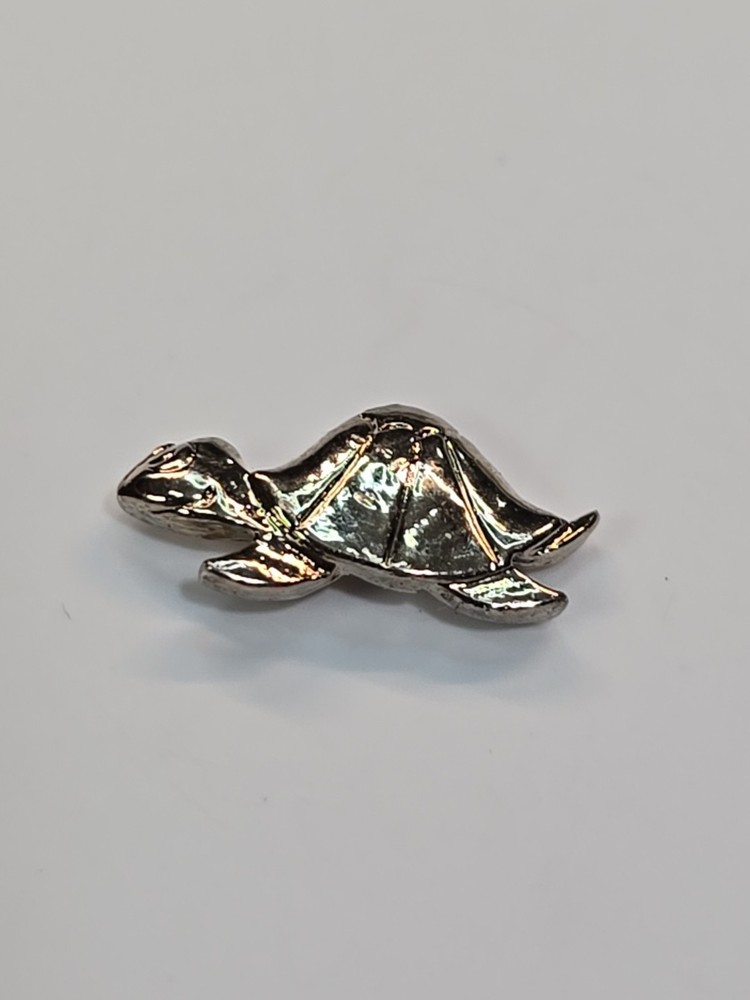 Turtle Lapel Pin Silver Color Metal Very Small