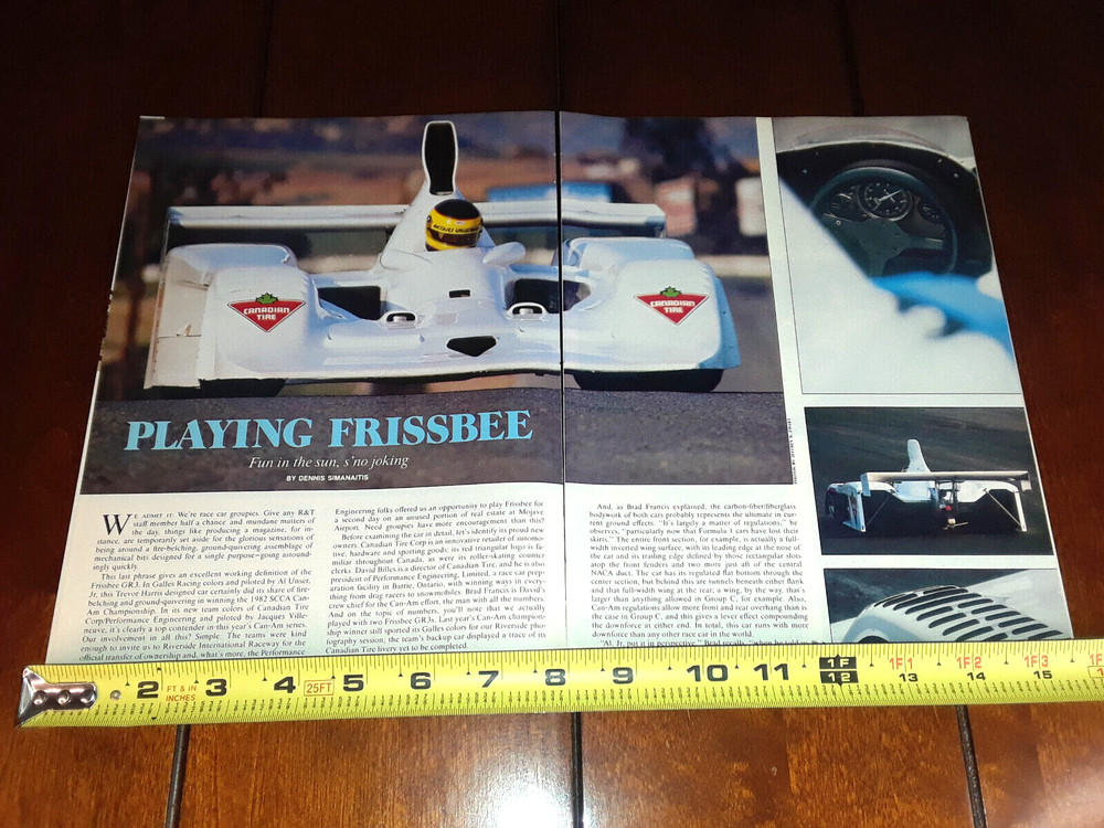 1983 FRISSBEE GR3 CAN AM RACE CAR ORIGINAL ARTICLE