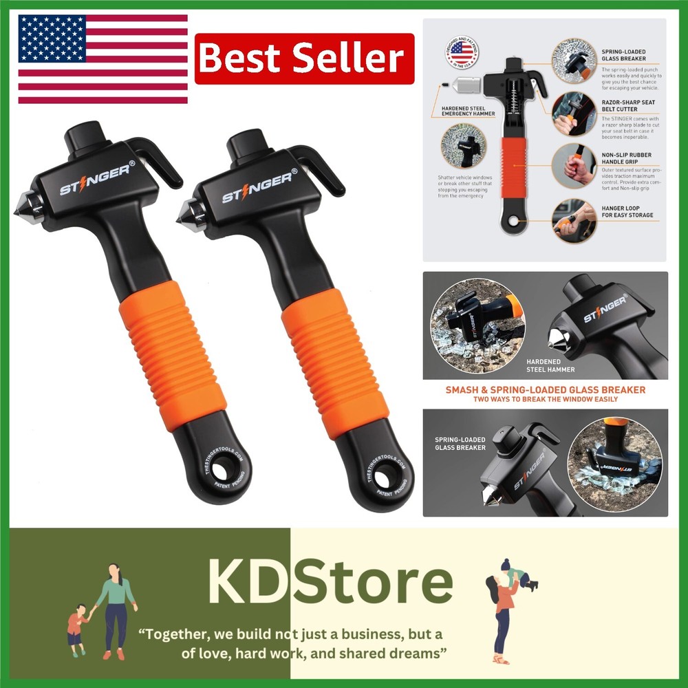 Compact Spring-Loaded Window Breaker & Seat Belt Cutter Combo for Emergencies