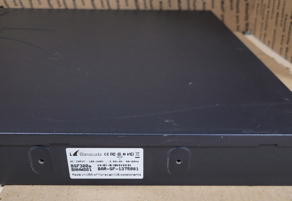 Barracuda Networks BSF300A Email Security Gateway 300 Firewall (TESTED)