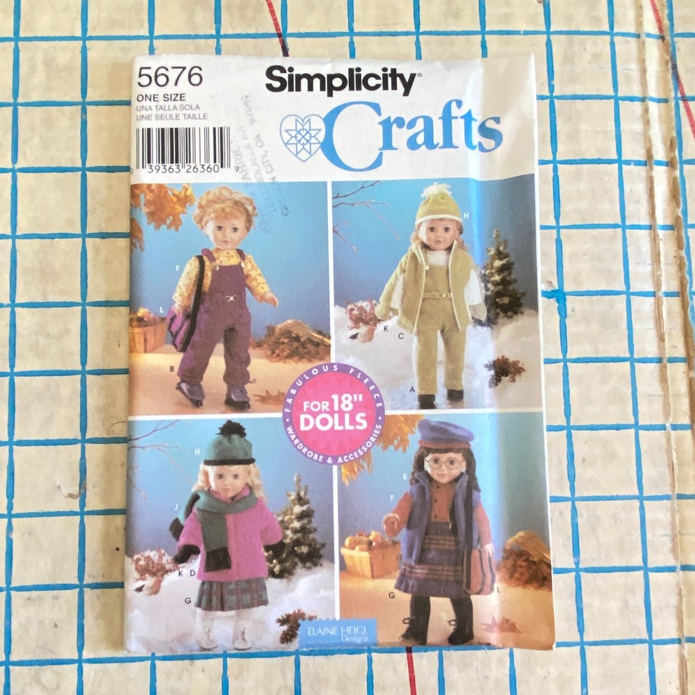 Uncut Doll Clothes Pattern for 18" Doll Simplicity 5676