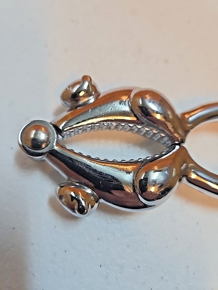 Vintage Squirrel Shaped Silver Tone Metal Nutcracker