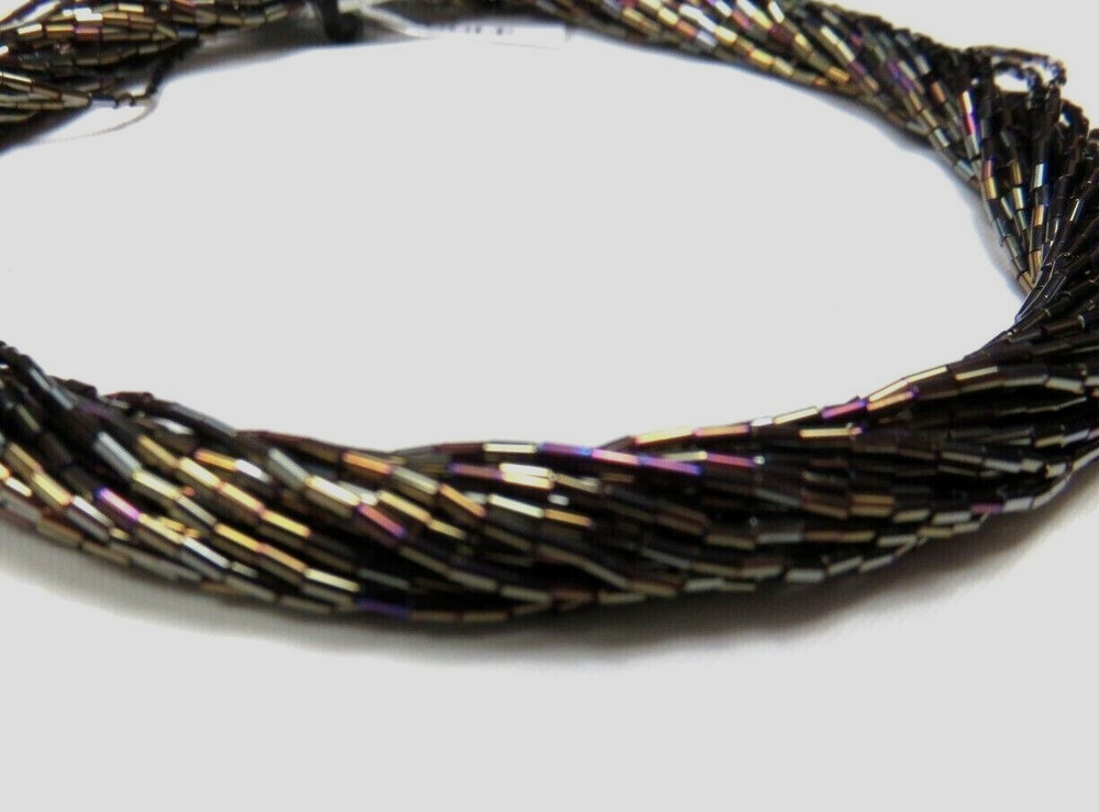 1 FULL HANK ~ BROWN IRIS ~ MICRO MINI BUGLE GLASS BEADS ~ 12 Strands