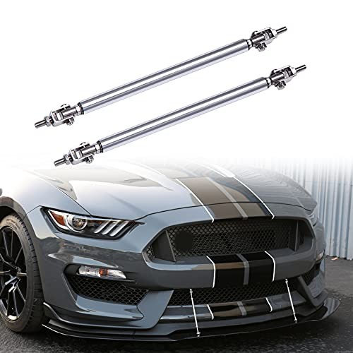 Adjustable Front Bumper Lip Splitter Diffuser Strut Rod Tie Bars 8"-11" Chrome