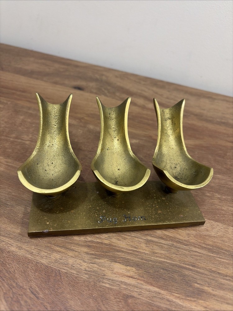 Vintage RARE Solid Brass Metal PIPE STAND Pug Stand Solid Brass Base USA Triple