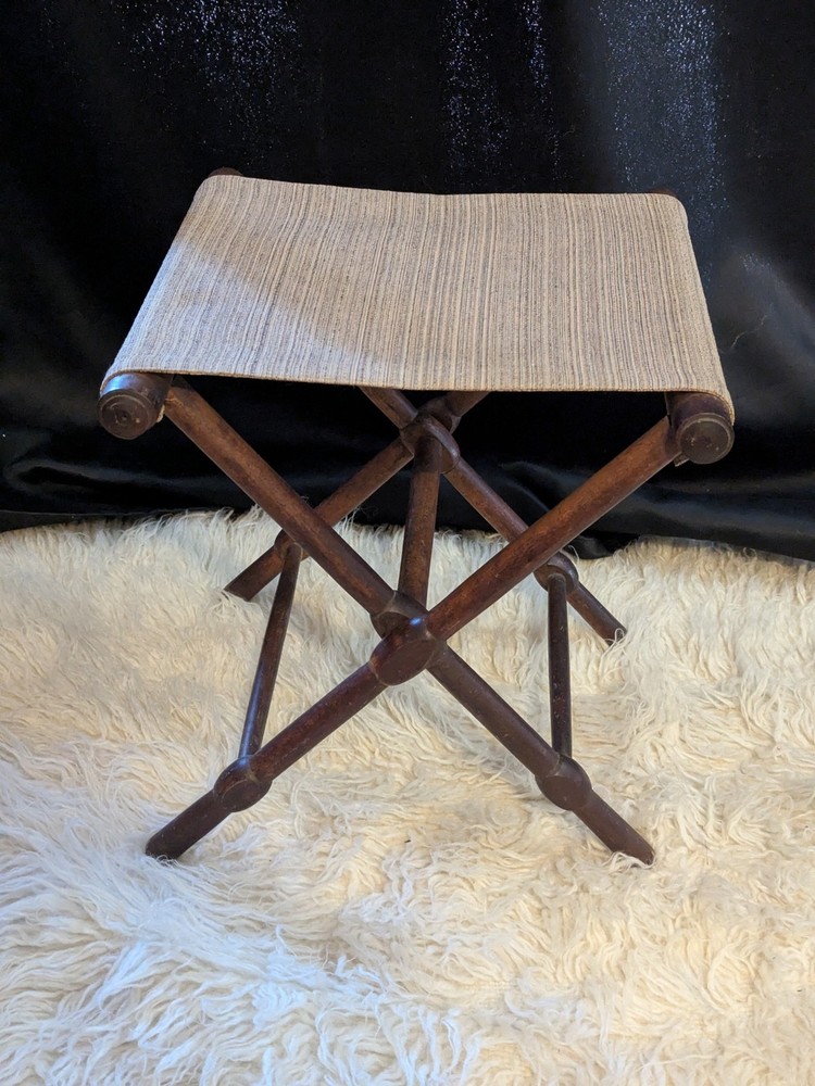 Antique Campaign Folding Stool Civil War Victorian