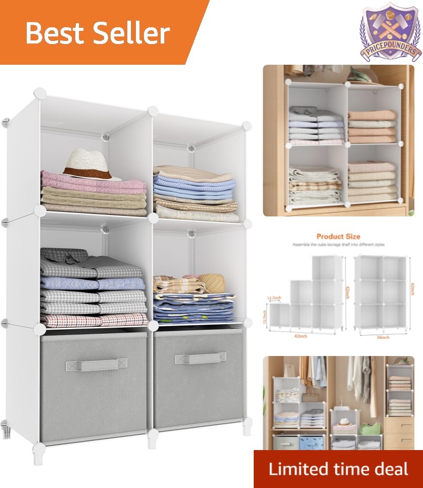 Stackable Plastic Cube Storage Organizer 11.8 Inch for Closet Bathroom Wardrobe