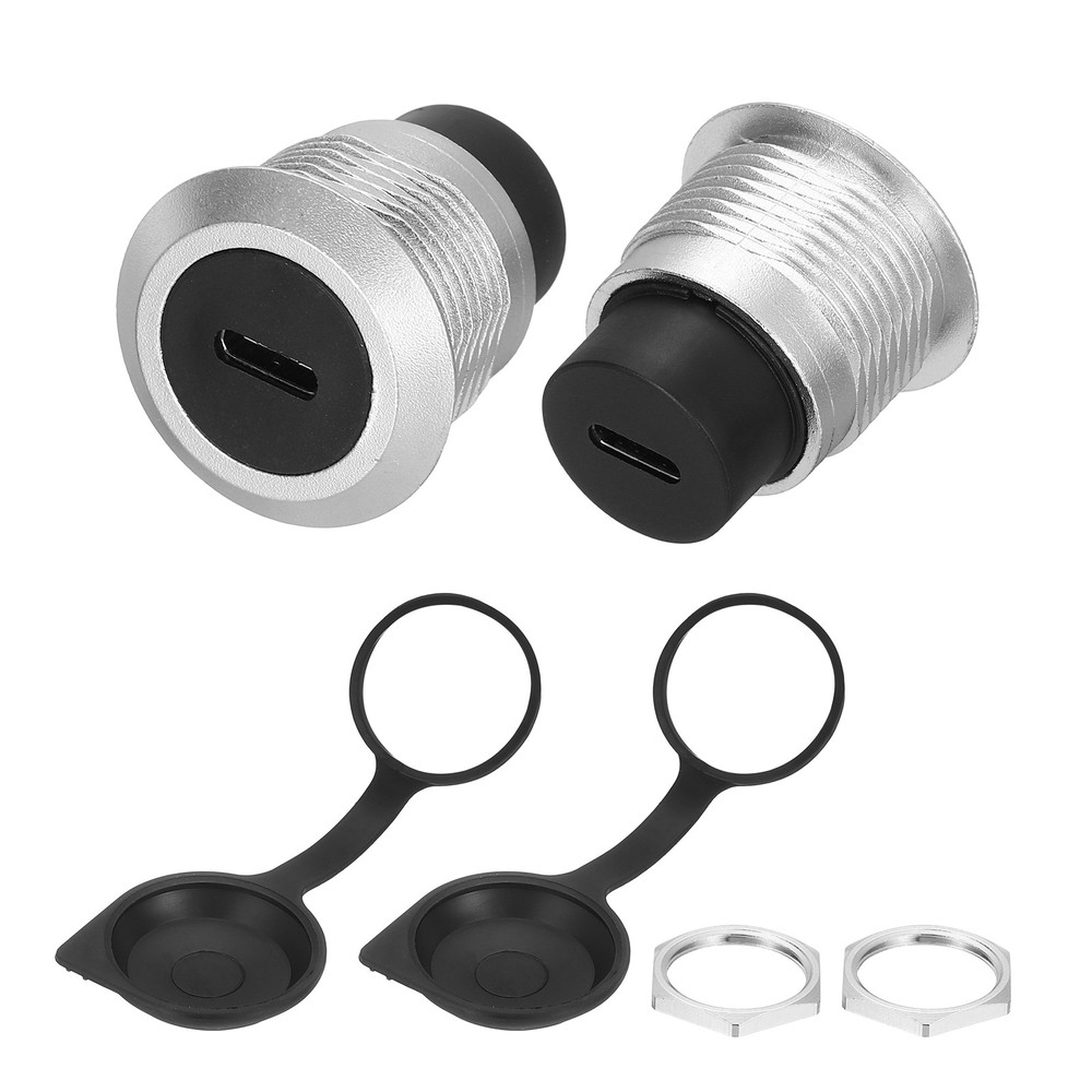 2pcs, Type C Panel Mount Coupler USB C Pass Through 10Gbps Silver