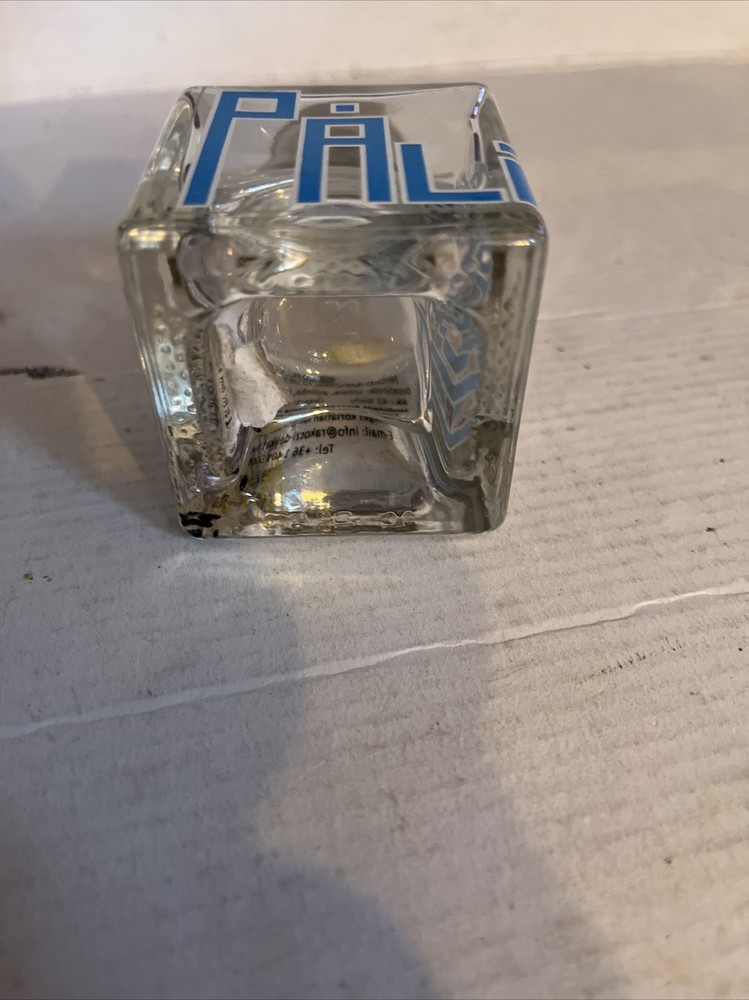Unusual Small Squared EMPTY Glass Palinka Liquor bottle