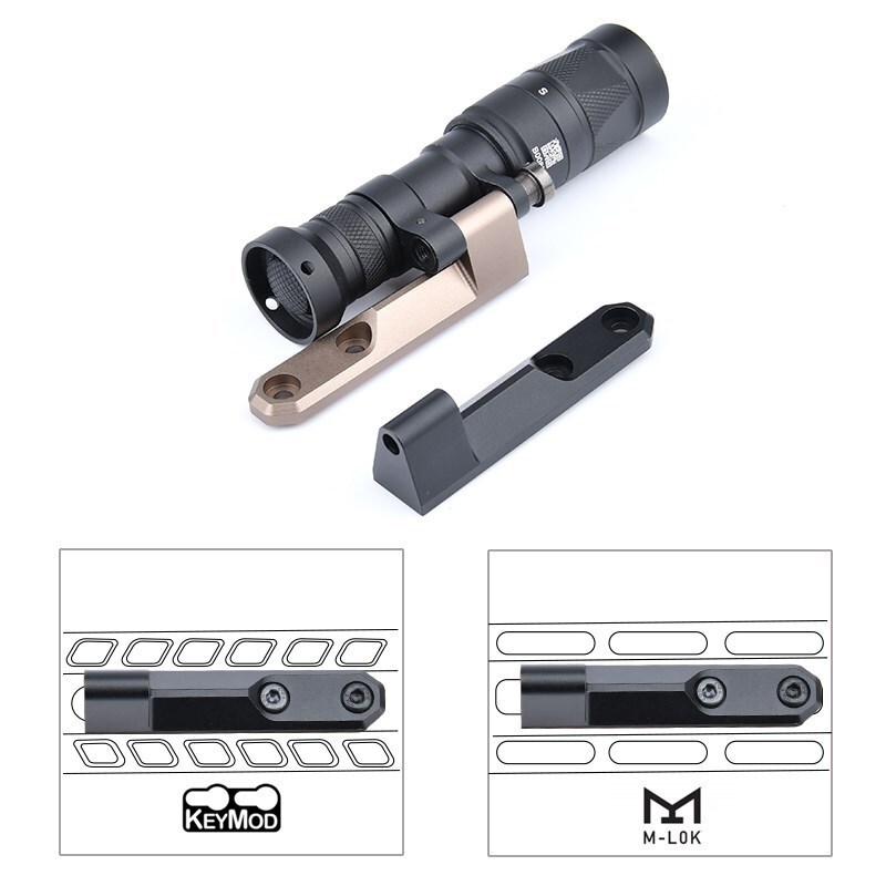 Tactical Flashlight M640 M340 Offset Mount Mlok keymod Base for Scout Flashlight