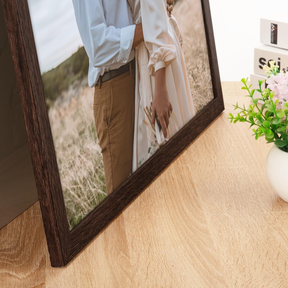Solid Wood 14x18 Frame - Single Frame, Rustic Walnut 14 x 18 Poster Frame wit...