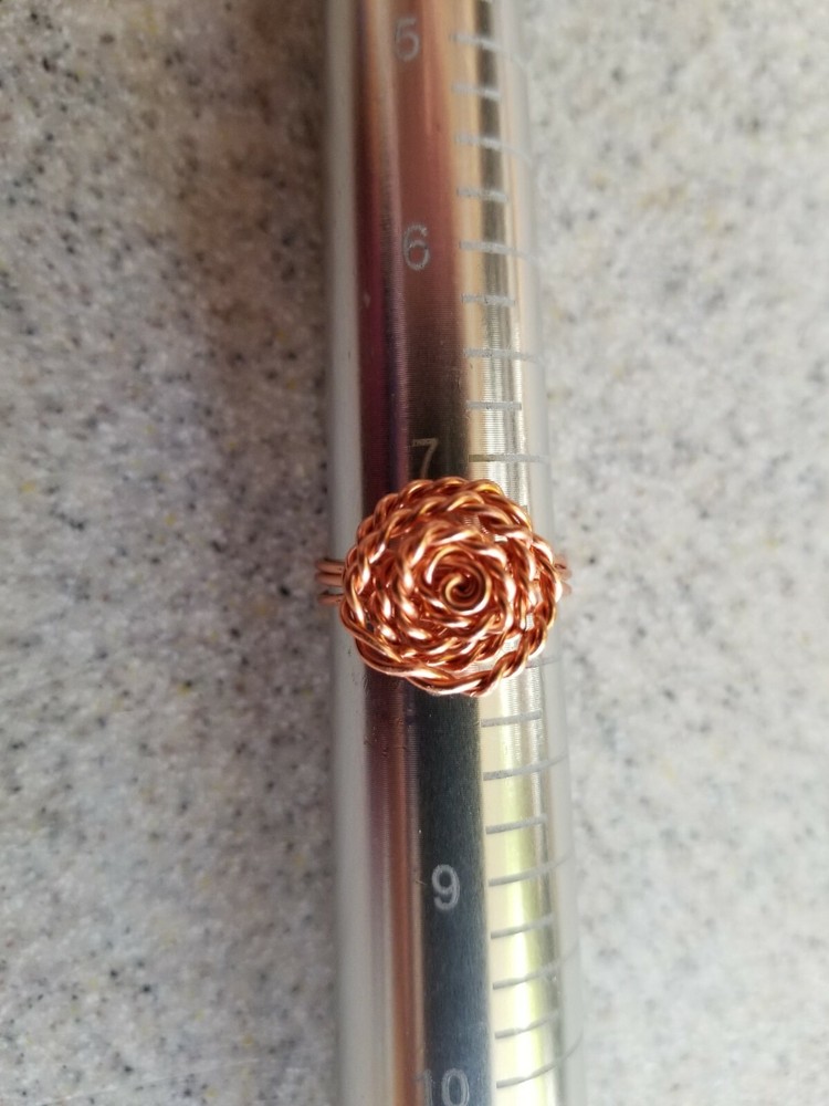 COPPER WIRE ROPE ROSE RING