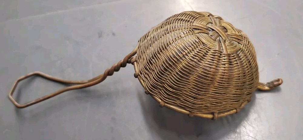Antique Woven Brass Tea Strainer Basket Spoon Infuser