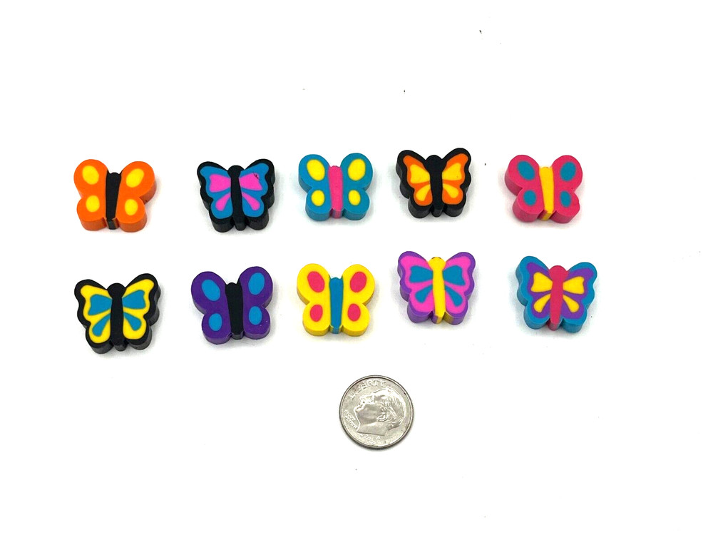 5 Assorted Butterfly / Insect Mini Erasers Easter Springtime -Fun Novelty Gift-