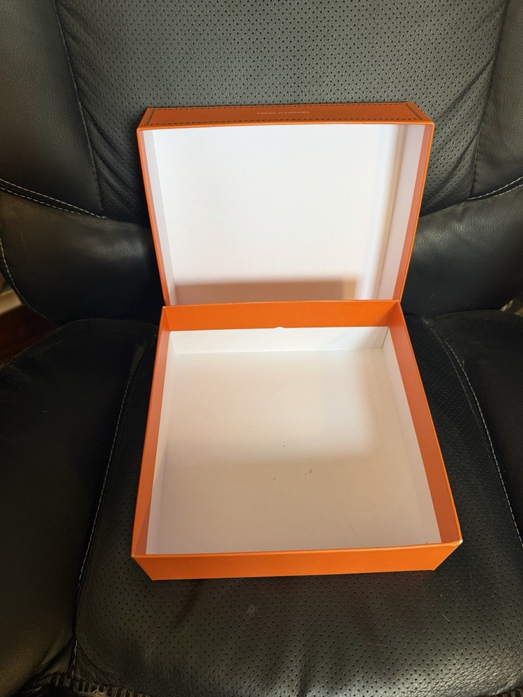 Tory Burch Pink Geometric Gift Box & Hermès Orange Studded Square Box