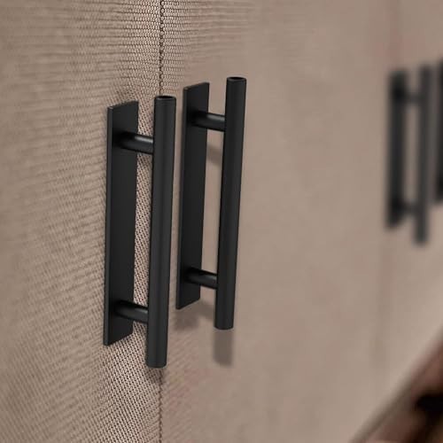 Self-Stick Push Pull Cabinet Handles - Black ABS Plastic Drawer & Door Pulls (30