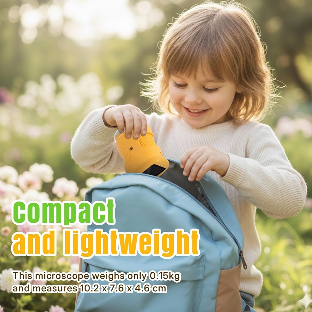 Mcbazel 1000X Handheld Digital Microscope for Kids, Small, Yellow