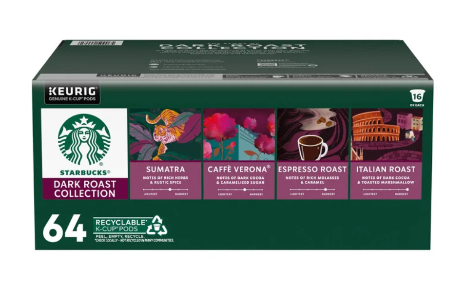 Starbucks Dark Roasts Variety Pack K-Cup Pod, 64-count