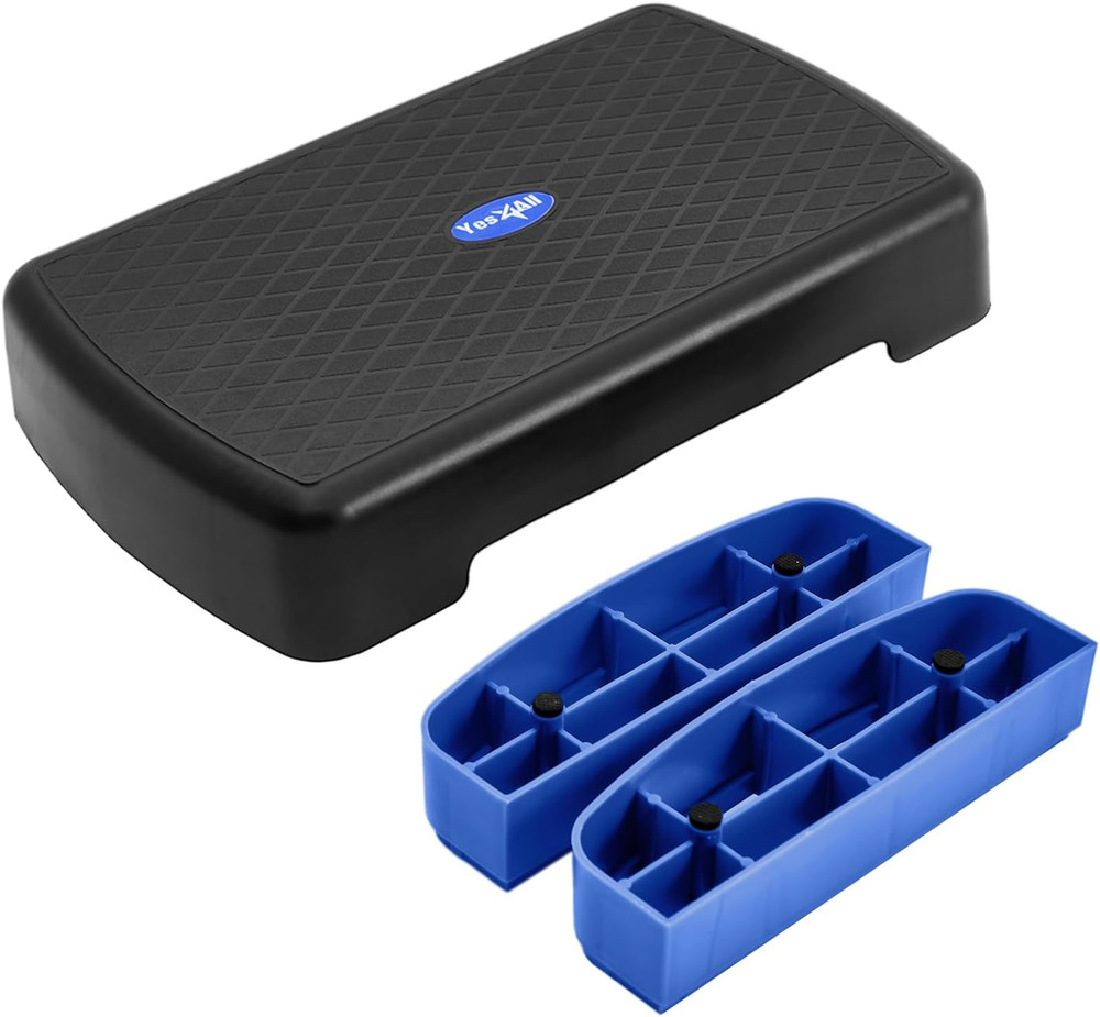18.9" Aerobic Exercise Step Platform with 2 Risers, Adjustable Height W