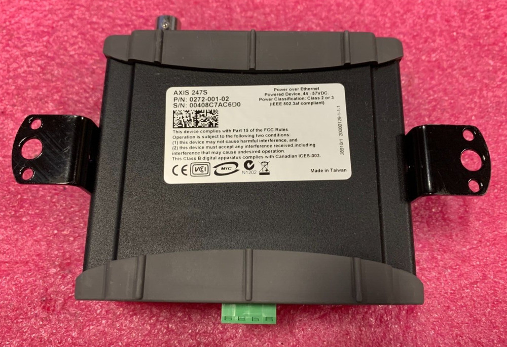 AXIS 247S 1-CH PoE Video Encoder Server 0272-001 w/ Mount Brackets