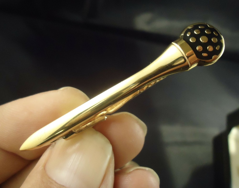 Alfred Dunhill GOLF TEE Tie Bar - Solid Hallmarked Silver/Gold Plated - Cased