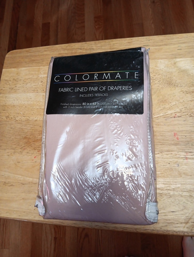 Colormate Pink Fabric Lined Pair Of Draperies (Includes Tiebacks) Size: 80in...