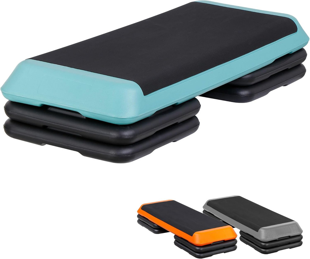 Adjustable Workout Aerobic Stepper, Exercise Step Platform Trainer with 4 Risers