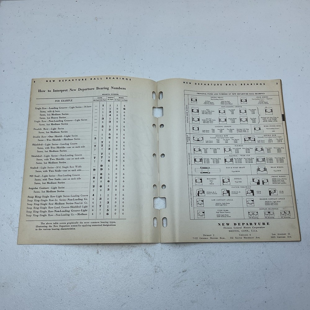 1951 New Departure Interchangeable Ball Bearings Replacement Reference Manual GM