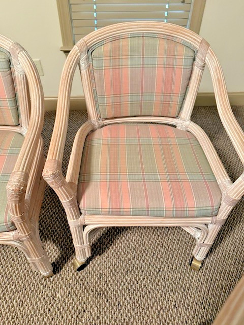 Vintage McGuire Wheat Sheaf Dining /Breakfast Table W/4 Rolling Chairs