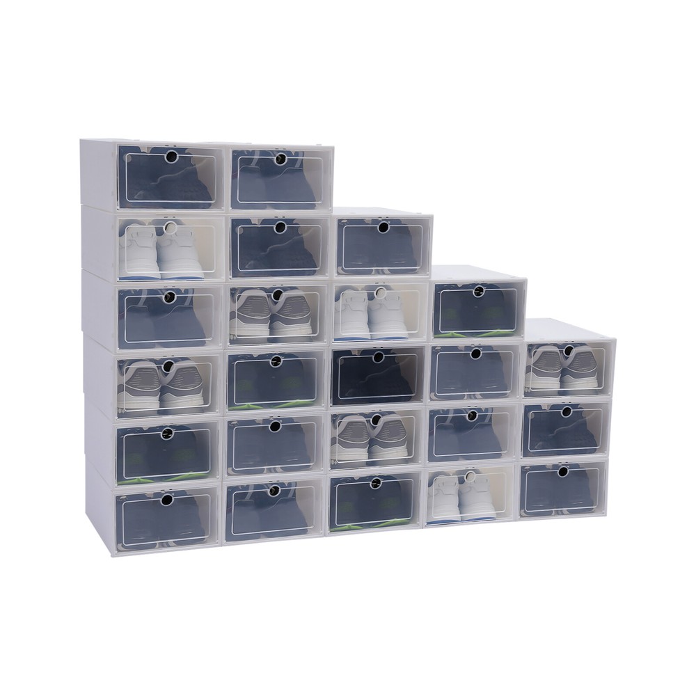 24pcs Shoe Box Stackable Shoe Storage Organizer Sneaker Container Clear