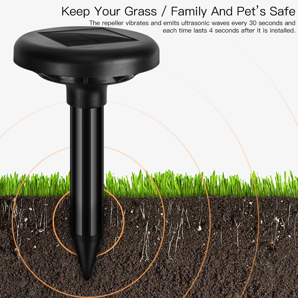Solar Powered Ultrasonic Sonic Mole Gopher Pest Rodent Mouse Repeller Repellent