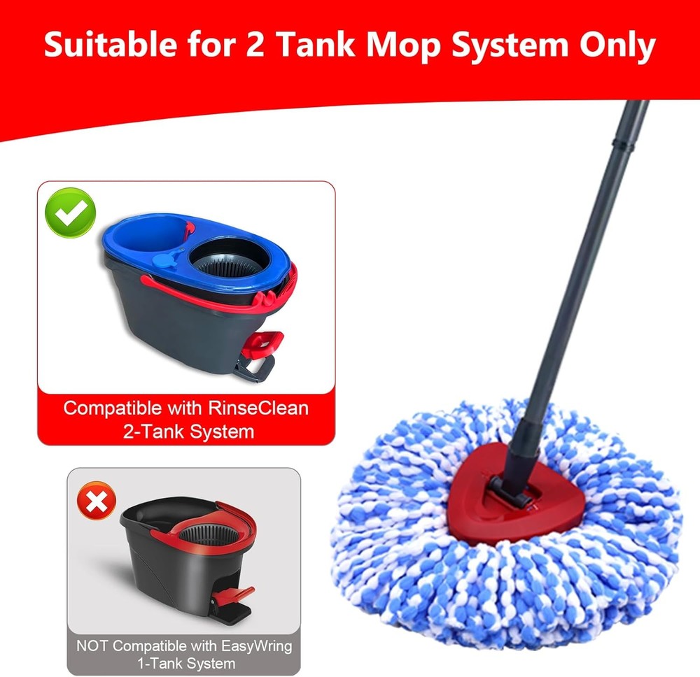 4 Pack Spin Mop Replacement Heads for O-Cedar RinseClean 2 Tank Microfiber Refil