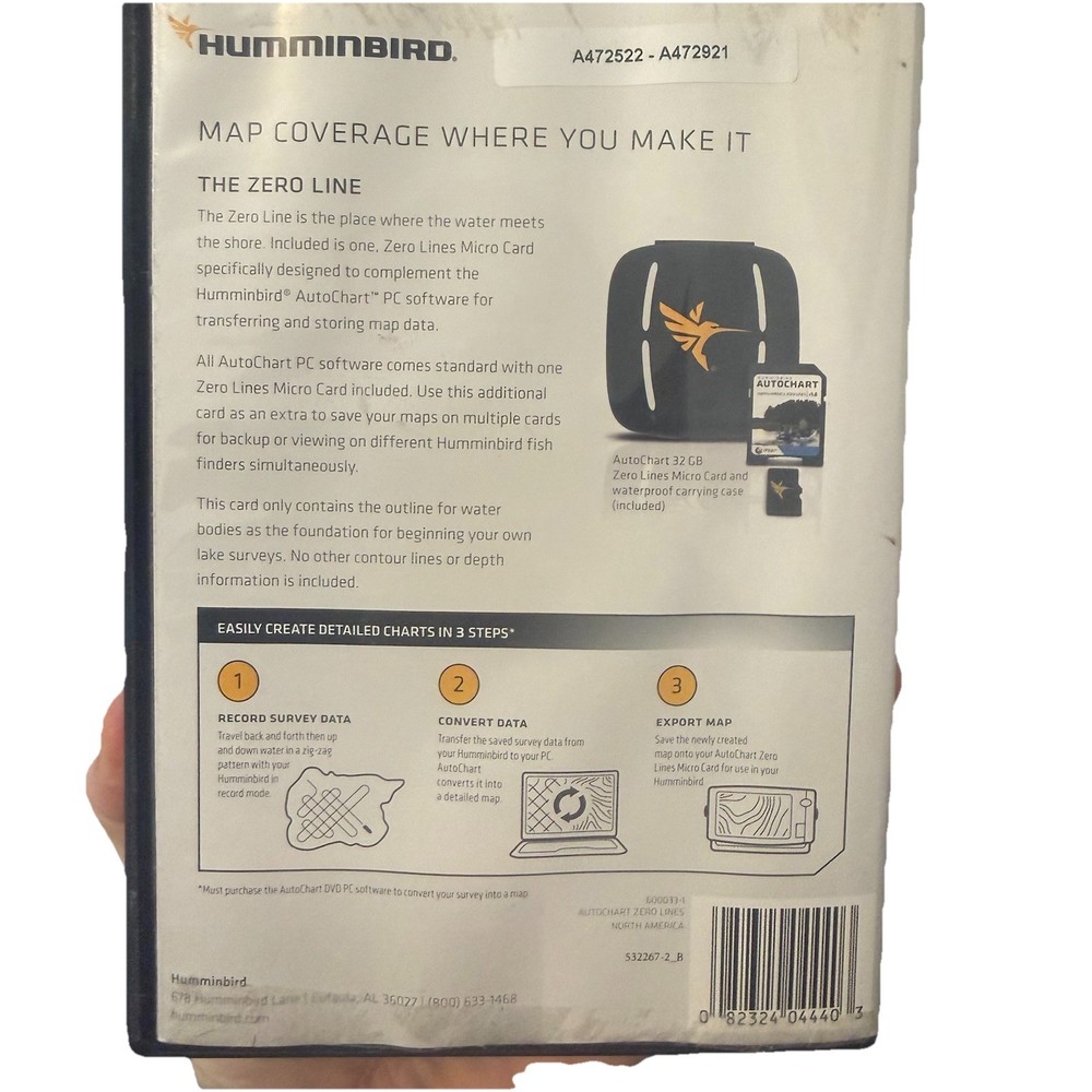 Humminbird 600033-1 AutoChart Zero Lines Map Micro SD Card