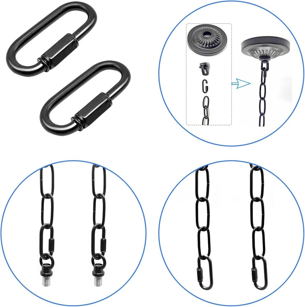 10 Pack D Shape Chain Locking 4mm Chain Quick Link Connector Black