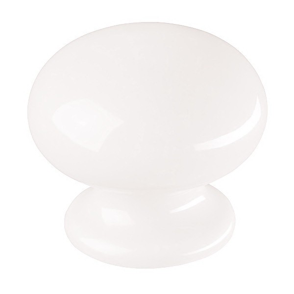 (5 Pack) 1-1/4 inch Flared Bottom Ceramic Knob White
