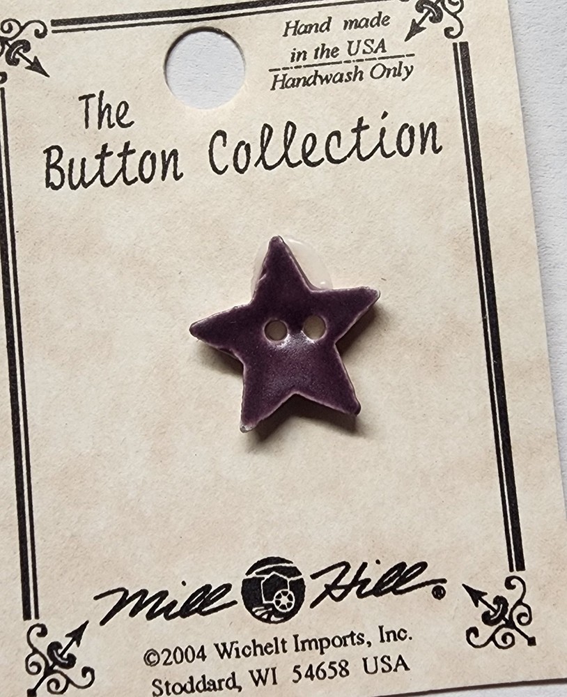 DIY Mill Hill Ceramic Button - Small Purple Star
