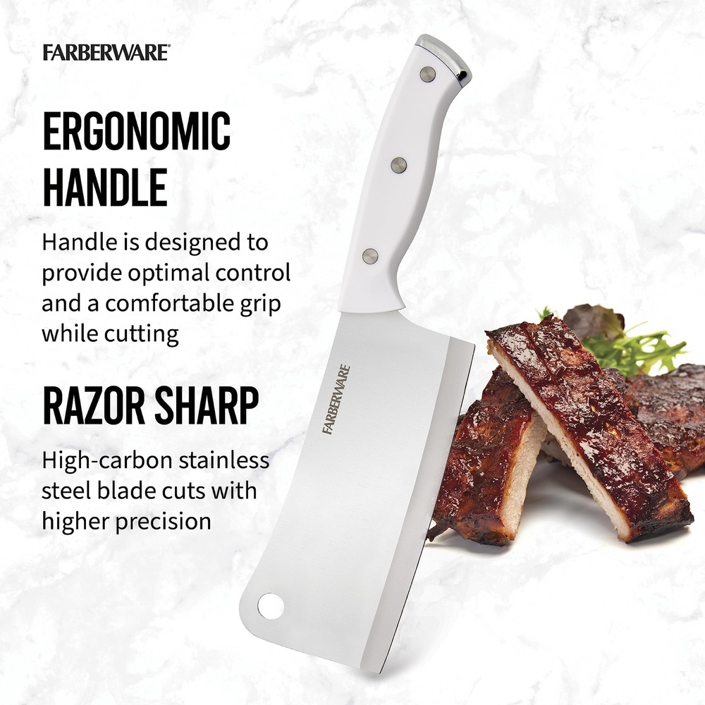 Farberware Edgekeeper Triple Riveted Cleaver, White