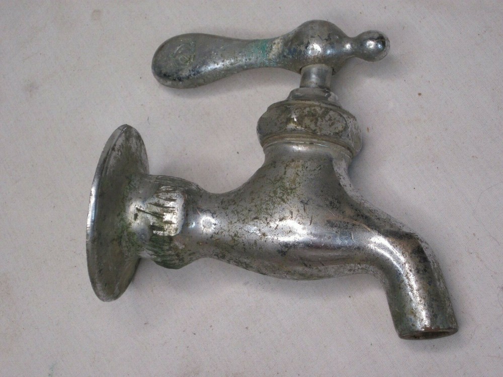 vintage faucet chrome marked handle " E " threaded hole