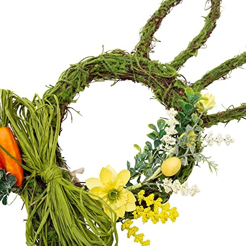 27 Inch Easter Wreath Artificial Easter Rabbit Wreath Pastel Eggs & Flowers