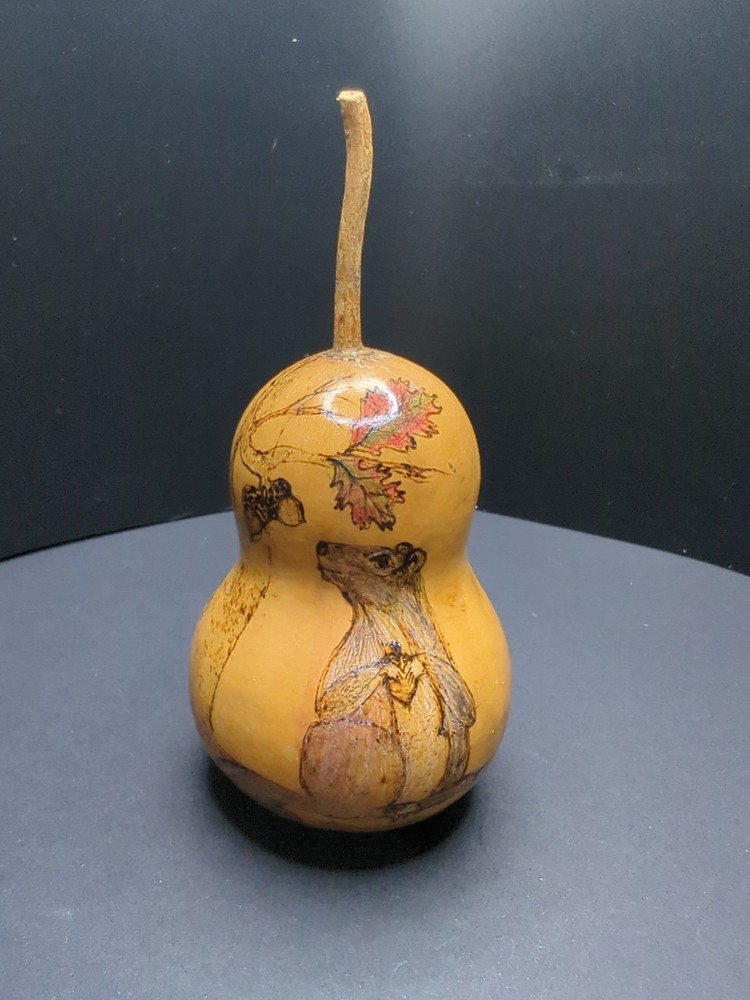 Hand Painted Squirrel Small Gourd
