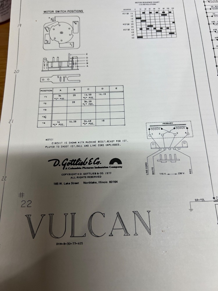 Gottlieb: Vulcan- Schematic NOS